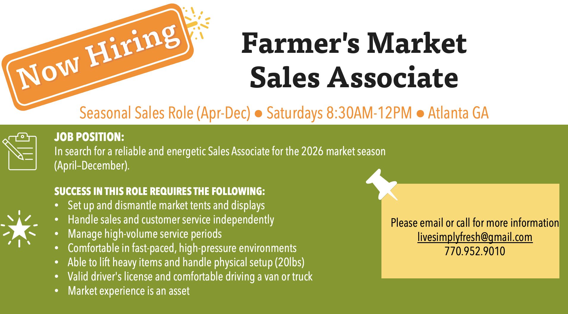 Farmer's Market Associate